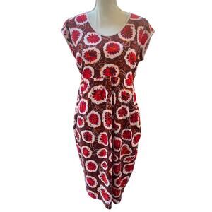 Svaha Size 14 Floral Print Dress Red Brown Boho Vintage Sleeveless Women's Cute